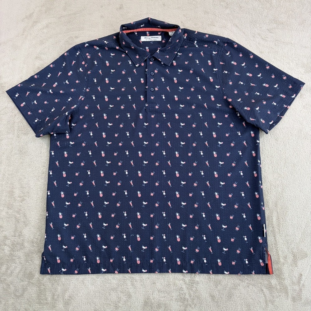 Tommy Bahama Bahama Coast Island‎ Elixirs IslandZone Polo Shirt Men Large Blue
